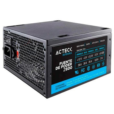 Fuente de Poder Acteck Z-600, 20+4 pin ATX, 120mm, 600W, Negro ― Caja abierta, producto nuevo.