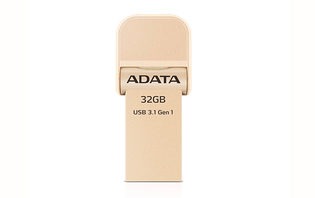 Memoria USB Adata AI920, 32GB, Lightning/USB 3.0, Lectura 150MB/s, Escritura 30MB/s, Oro - para iPhone/iPad/iPod