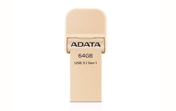 Memoria USB Adata AI920, 64GB, Lightning/ USB 3.0, Lectura 30MB/s, Escritura 20MB/s Oro - para iPhone/iPad/iPod
