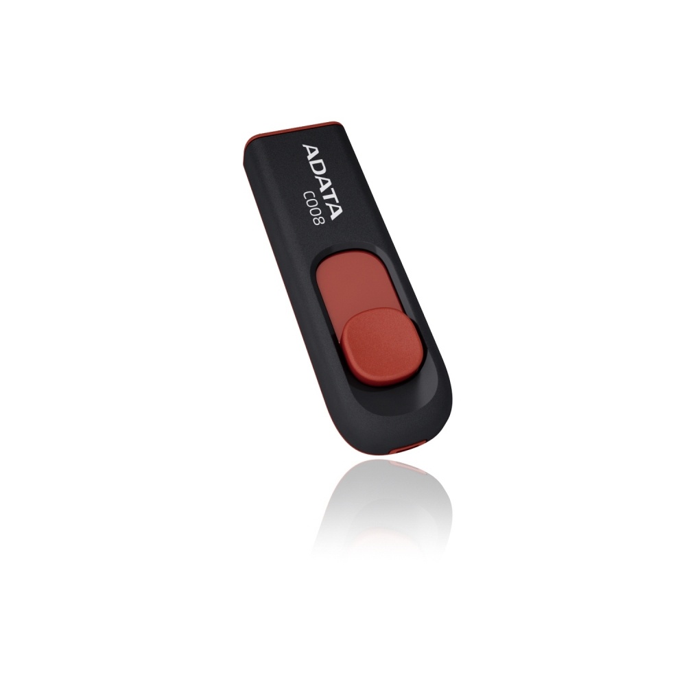 Memoria USB Adata C008, 4GB, USB 2.0, Negro/Rojo