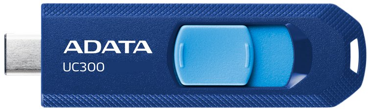 Memoria USB Adata UC300, 128GB, USB 3.2, Lectura 100 MB/s, Azul