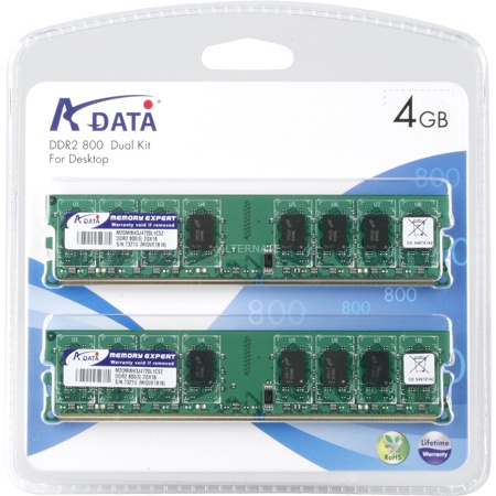 Memoria RAM Adata DDR2, 800MHz, 4GB (2 x 2GB), CL5