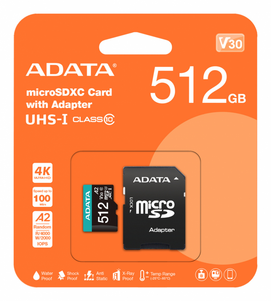 Memoria Flash Adata Premier Pro, 512GB MicroSDXC UHS-I Clase 10, con Adaptador