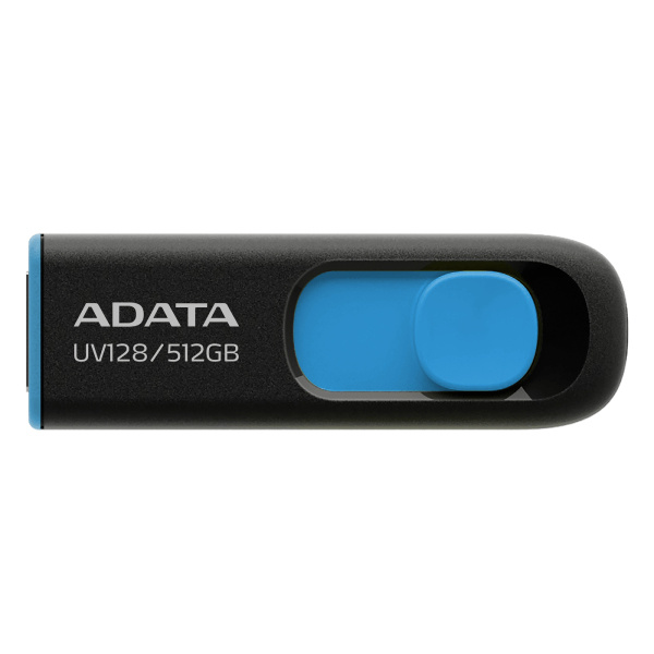 Memoria USB Adata UV128, 512GB, USB 3.2, Lectura 100MB/s, Escritura 50MB/s, Negro/Azul