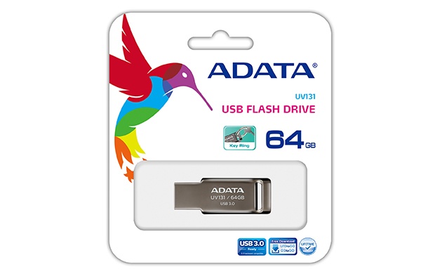 Memoria USB Adata UV131, 64GB, USB 3.0, Gris