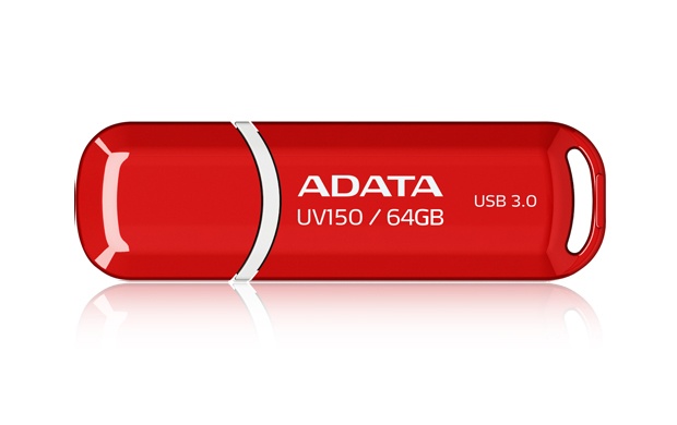 Memoria USB Adata UV150 64GB Rojo, 64GB, USB-A 3.0, Lectura 100MB/s, Escritura 50MB/s, Rojo