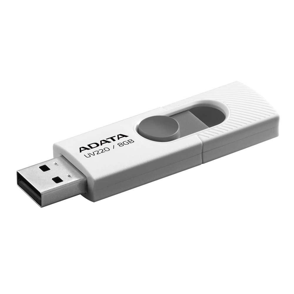 Memoria USB Adata UV220, 8GB, USB 2.0, Gris/Blanco