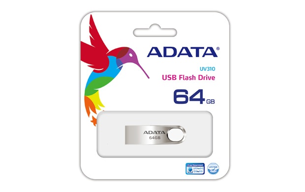 Memoria USB Adata UV310, 64GB, USB 3.0, Plata