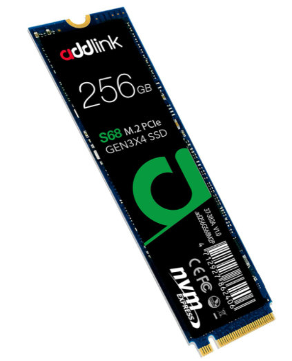 SSD Addlink S68 NVMe, 256GB, M.2, 1200 MB/s Escritura, 2000 MB/s Lectura, PCI Express 3.0
