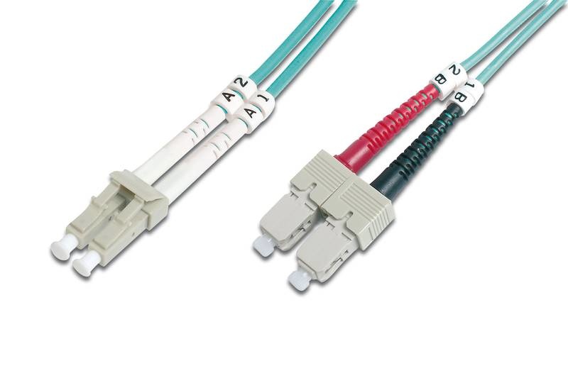AddOn Cable Fibra Óptica Duplex OFNR LC Macho - SC Macho, 5 Metros, 50/125, Aqua