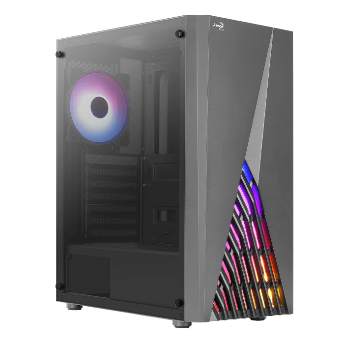 Gabinete AeroCool Delta G V1 con Ventana RGB, Midi-Tower, ATX/Micro ATX/Mini-ITX, USB 2.0/3.0, sin Fuente, Negro