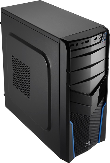 Gabinete Aerocool V2X Azul Edition, Midi-Tower, ATX/micro-ATX/mini-ATX, USB 2.0, sin Fuente, Negro/Azul