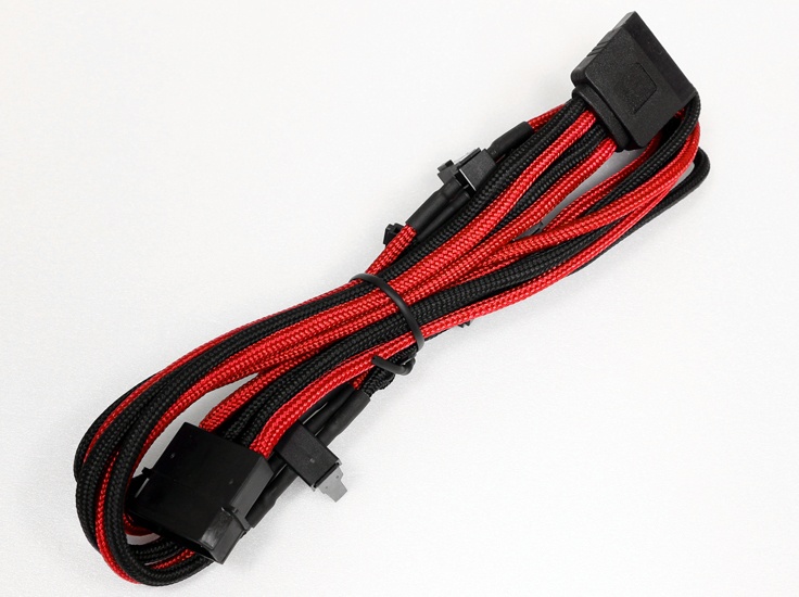 Aerocool Cable de Poder Molex 4-pin Macho - 4x SATA, 80cm, Rojo