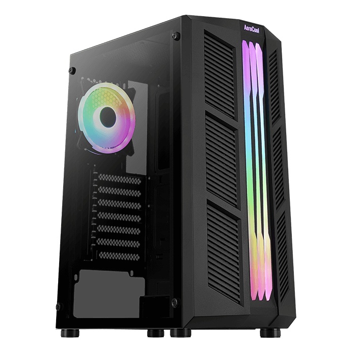 Gabinete Aerocool Prime ARGB con Ventana ARGB, Mid Tower, ATX/micro ATX/Mini-ITX, USB 3.2, sin Fuente, 1 Ventilador RGB Instalado, Negro