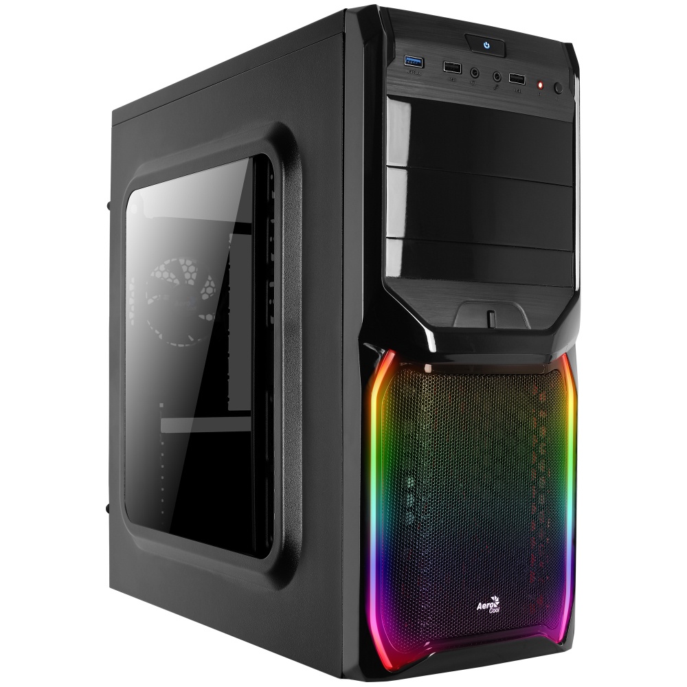 Gabinete Aerocool V3X RGB con Ventana, Midi-Tower, ATX/Micro-ATX/Mini-ITX, USB 2.0/3.0, sin Fuente, Negro