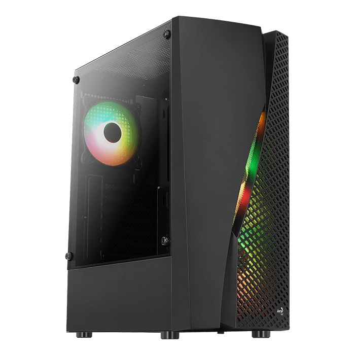 Gabinete AeroCool Wave G V1 con Ventana, Midi-Tower, ATX/Micro ATX/Mini-ITX, USB 2.0/3.0, sin Fuente, Negro