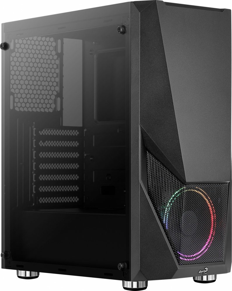 Gabinete Aerocool Zauron con Ventana RGB, Midi-Tower, ATX/micro ATX/Mini-ITX, USB 3.0, sin Fuente, Negro