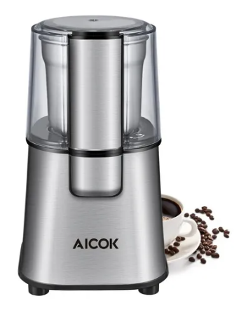 Aicok Molino de Granos de Café CG9100, 200W, 70g, Plata