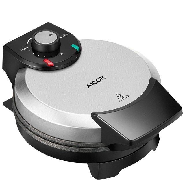 Aicok Waflera SW-295, 4 Rebanadas, 1080W, Negro/Acero Inoxidable