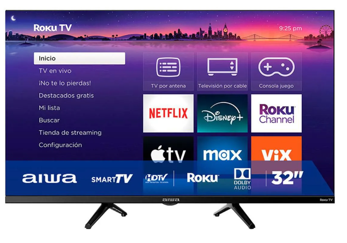 Aiwa Smart TV LED AW32B4SMRK 32", HD, Negro