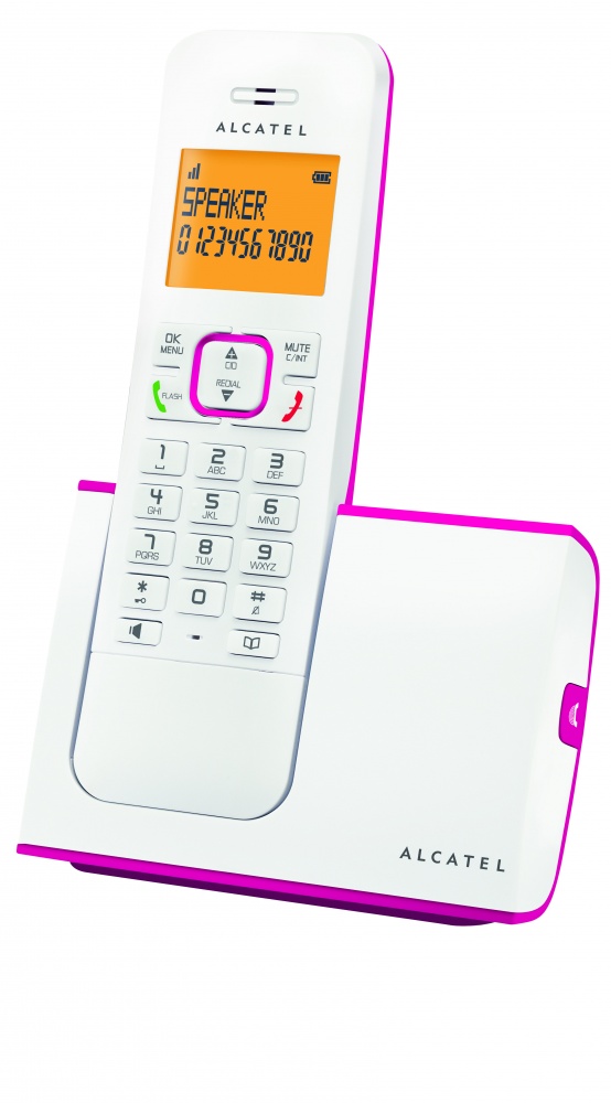 Alcatel Teléfono Inalámbrico G280, 1 Auricular, Altavoz, Blanco/Rosa