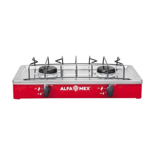 Alfa Mex Parrilla de Gas 304-5-ROJO, 2 Quemadores