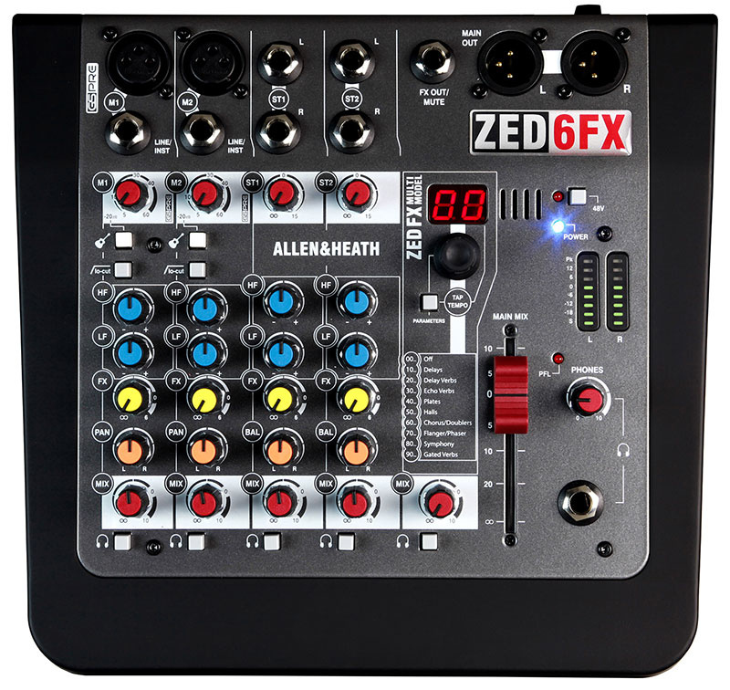 Allen & Heath Mezcladora Digital ZED-6FX, 6 Canales, XLR/6.3mm