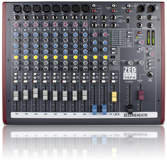 Allen & Heath Mezcladora Digital ZED60-14FX, 8 Canales, XLR/6.3mm