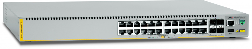 Switch Allied Telesis Gigabit Ethernet x510DP-28GTX, 24 Puertos 10/100/1000Mbps + 4 Puertos SFP+, 128 Gbit/s, 16.000 Entradas - Administrable