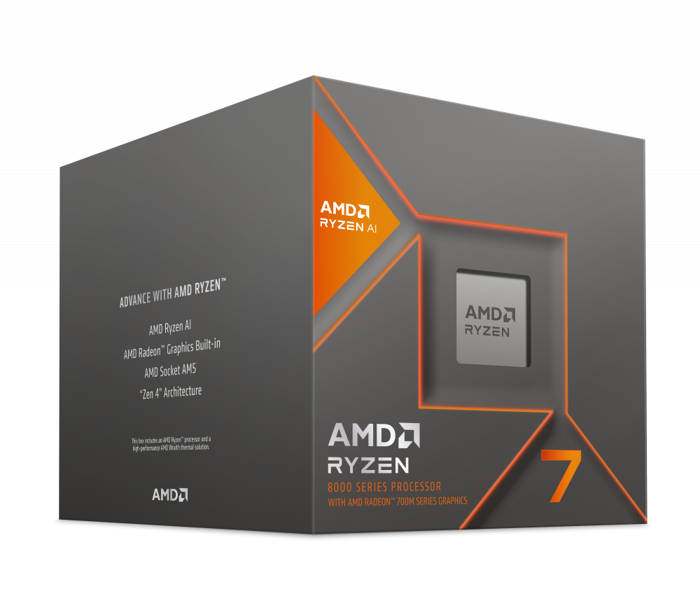 Procesador AMD Ryzen 7 8700G con AMD Radeon Graphics, Socket AM5, 5.10GHz, 8 Núcleos, 16MB Caché - Incluye Disipador ― No tiene su caja original