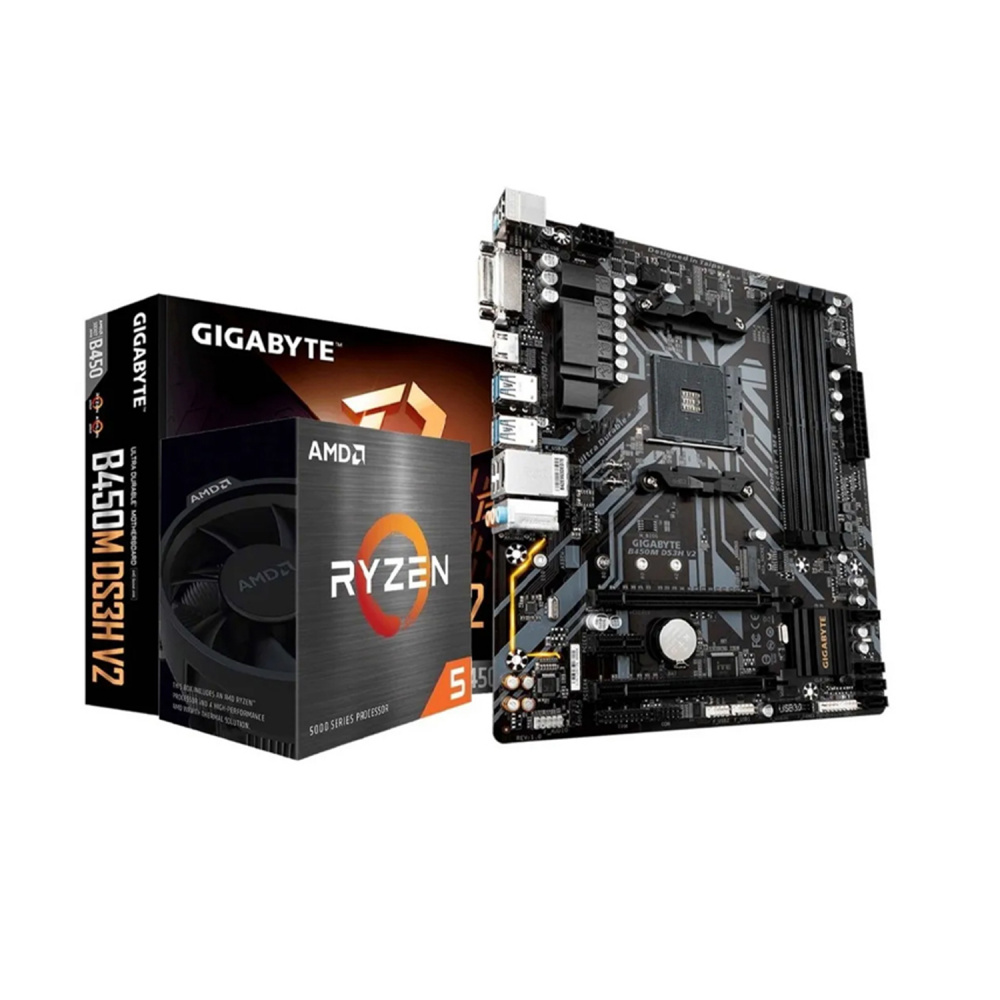 Procesador AMD Ryzen 5 5600G con Gráficos Radeon 7, S-AM4, 3.90GHz, Six-Core, 16MB L3 Caché, con Disipador Wraith Stealth ― incluye Tarjeta Madre Gigabyte B450M DS3H V2 (Requiere Actualización de BIOS para Ryzen Serie 5000)