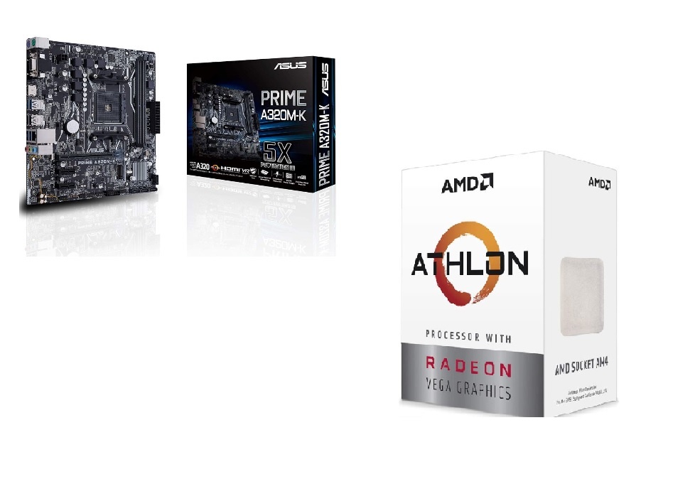 Procesador AMD Athlon 3000G con Gráficos Radeon Vega 3, S-AM4, 3.50GHz, Dual-Core, 4MB L3 Cache — incluye Tarjeta Madre ASUS Micro ATX A320M-K