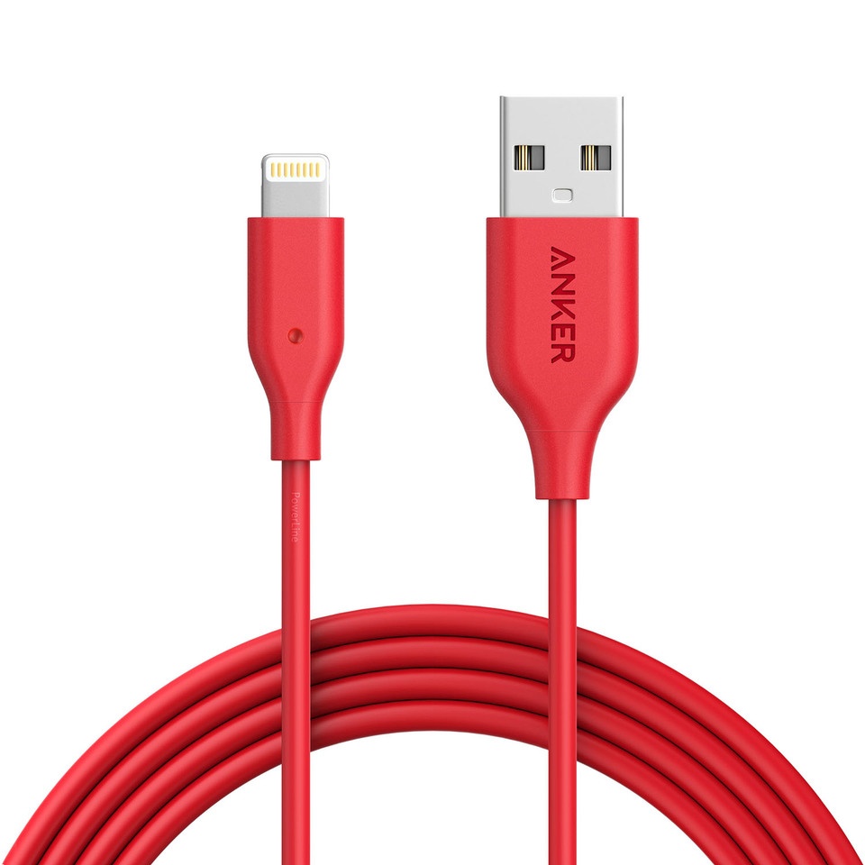 Anker Cable PowerLine  USB Macho - Lightning Macho, 1.8 Metros, Rojo