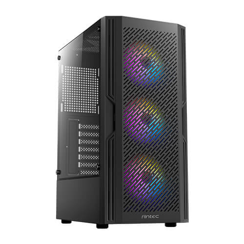 Gabinete Antec AX20, Midi-Tower, ATX/Micro-ATX/Mini-ITX, USB 2.0/3.0, sin Fuente, 4 Ventiladores Instalados, Negro 