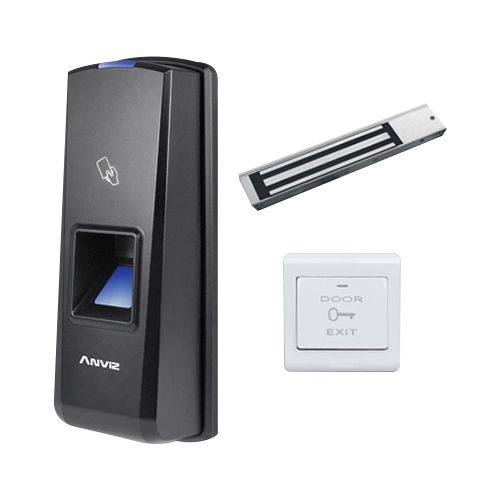 Anviz Kit Control de Acceso T5 Pro, 1000 Usuarios, Negro - incluye Control de Acceso/Cerradura Electromagnética/Botón de Salida/Fuente de Poder