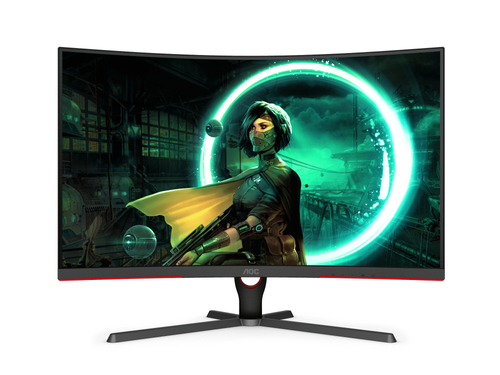 Monitor Gamer Curvo AOC C32G3E LED 31.5", 1920x1080 Full HD, FreeSync, 165Hz, HDMI/DisplayPort, Negro/Rojo 