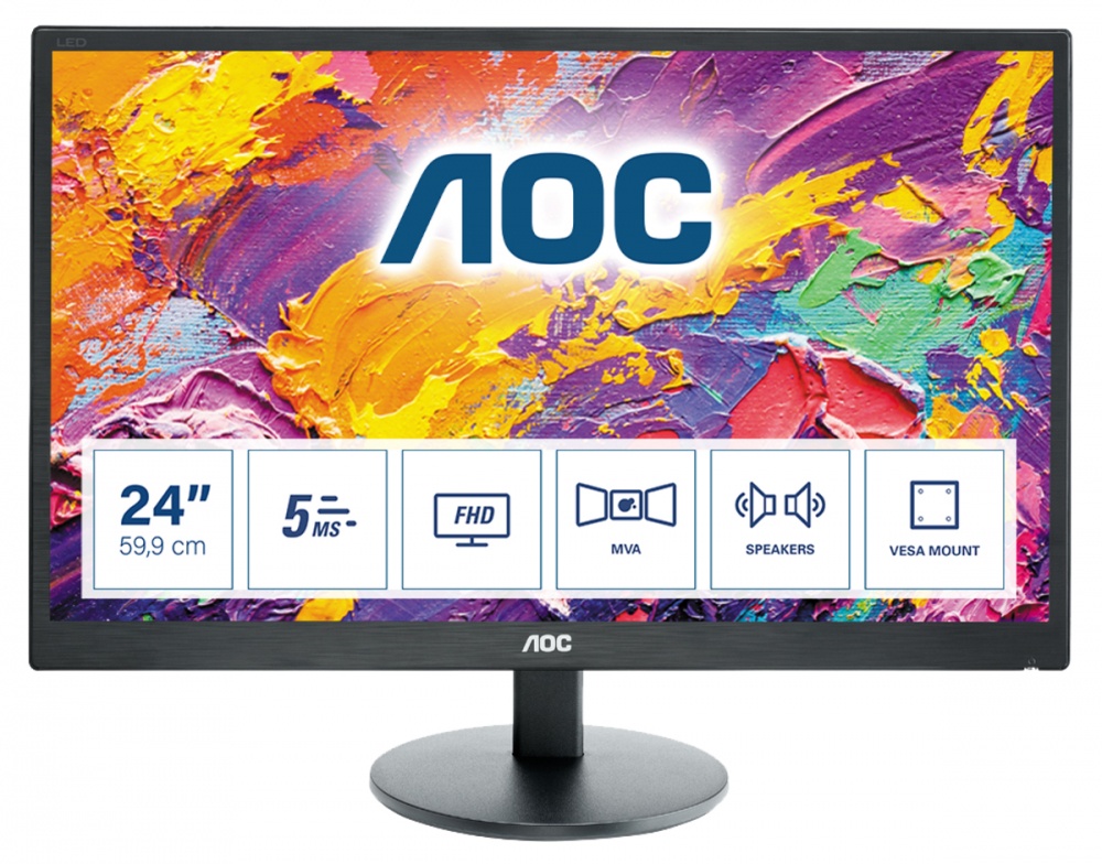 Monitor AOC M2470SWH LED 23.6'', Full HD, HDMI, Bocinas Integradas (2 x 4W), Negro