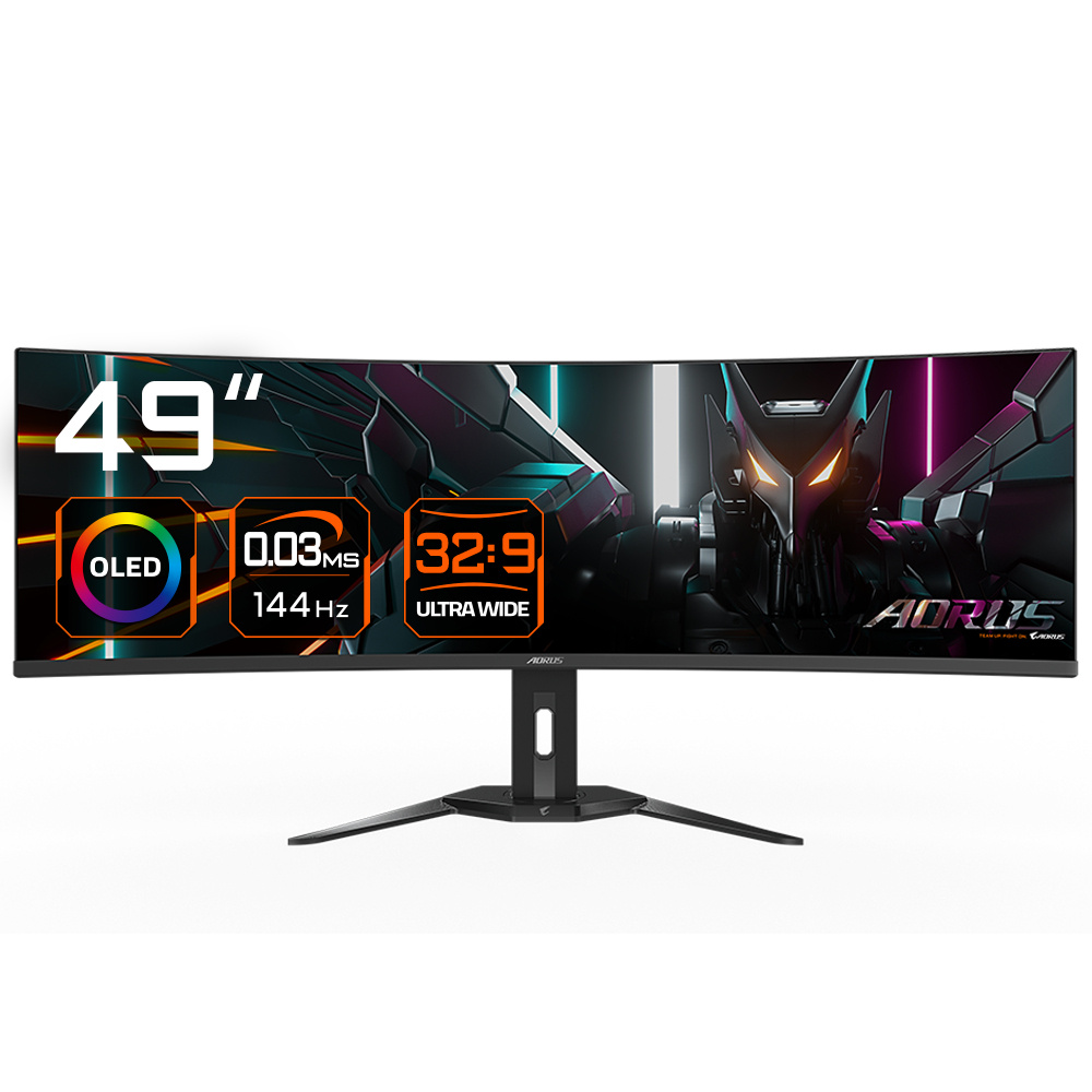 Monitor Gamer Curvo AORUS CO49DQ OLED 49", 5120x1440, FreeSync, 144Hz, HDMI/DisplayPort, Bocinas Integradas, Negro