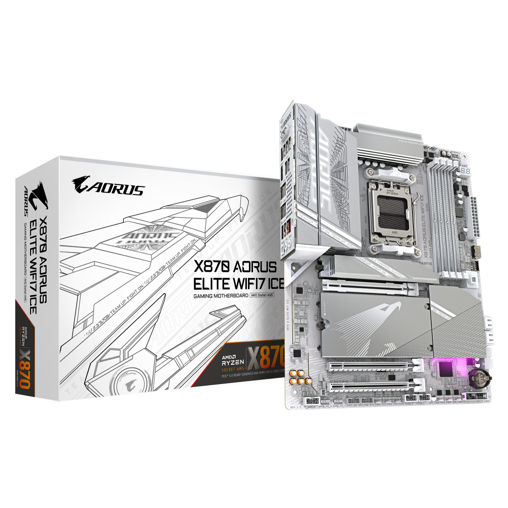 Tarjeta Madre AORUS X870 AORUS ELITE WIFI7 ICE, ATX, Socket AM5, AMD X870, 256GB DDR5, HDMI para AMD