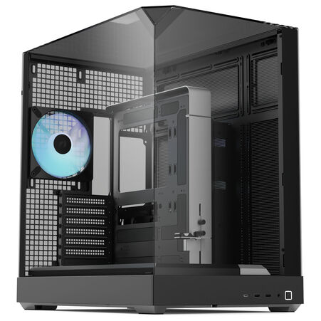 Gabinete Apnx V2, Midi-Tower, ATX/EATX/Micro-ATX/Mini-ITX/SSI-CEB, USB 3.0, sin Fuente, 4 Ventiladores Instalados, Negro