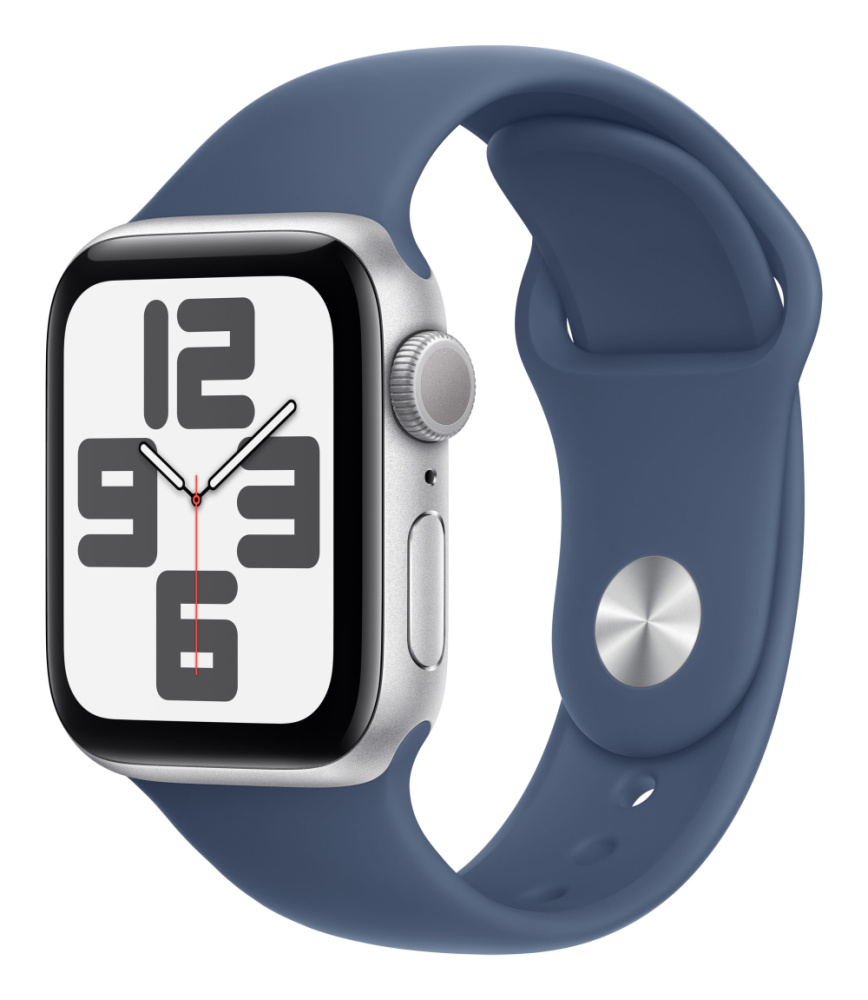 Apple Watch SE 2 GPS, Caja de 40 mm Aluminio Color Plata, Correa Deportiva S/M Color Azul