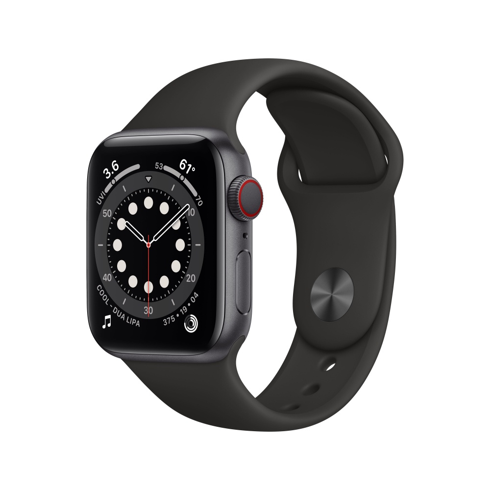 Apple Watch Series 6 GPS + Cellular, Caja de Aluminio Color Gris Espacial de 40mm, Correa Deportiva Negra