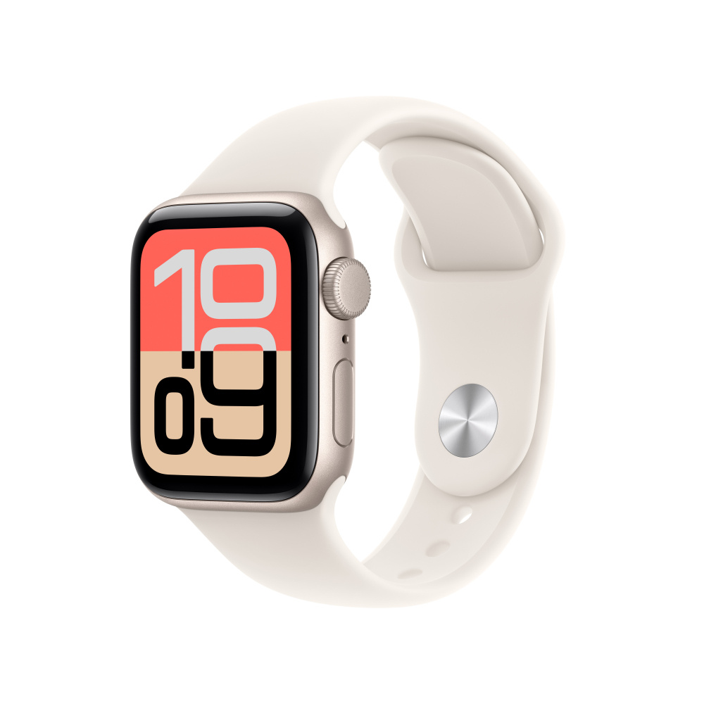 Apple Watch SE 3 GPS, Caja de 40 mm Aluminio Color Blanco Estelar, Correa Deportiva S/M Color Blanco Estelar