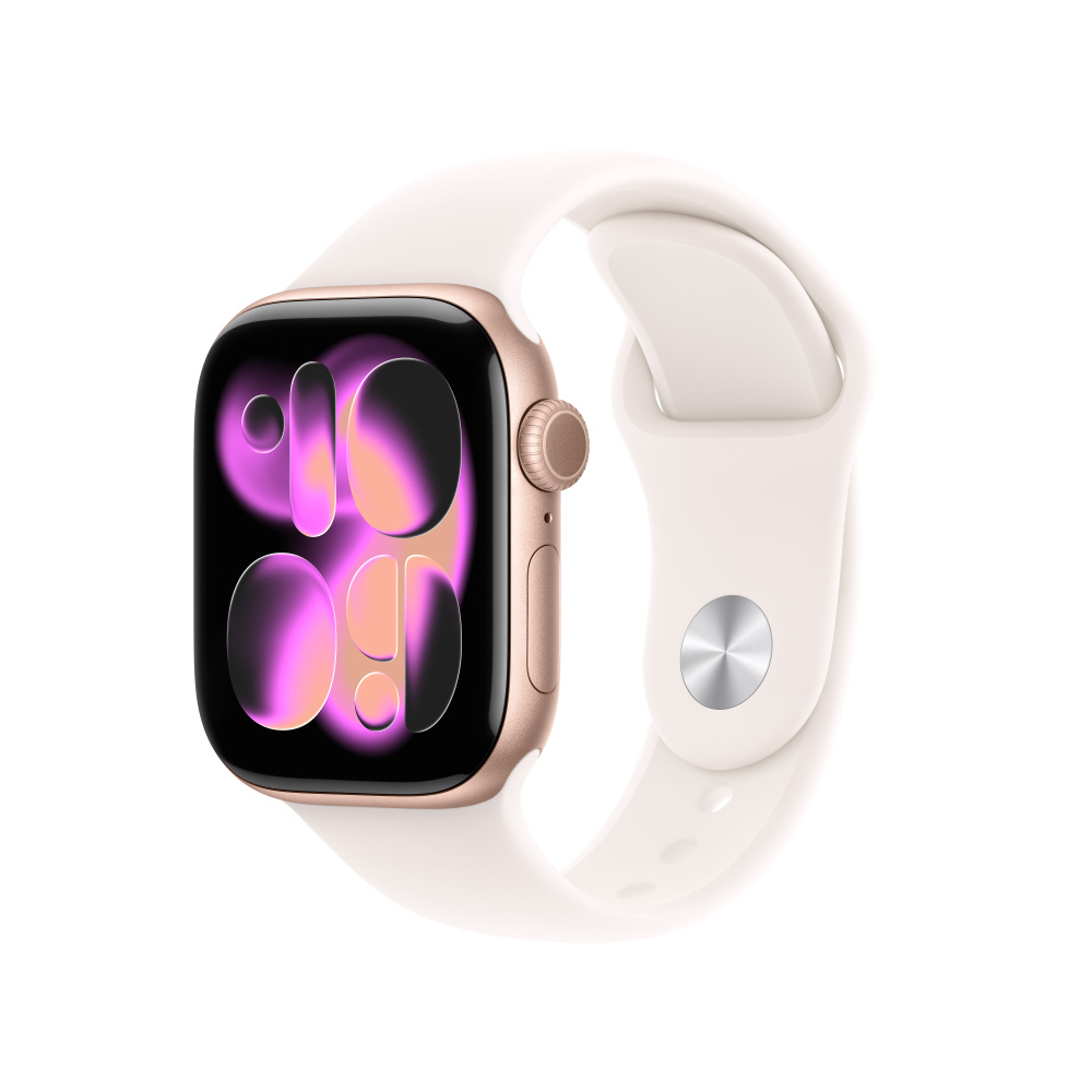 Apple Watch Series 11 GPS, Caja de 42 mm Aluminio Color Oro Rosa, Correa Deportiva S/M Color Rosa Rubor