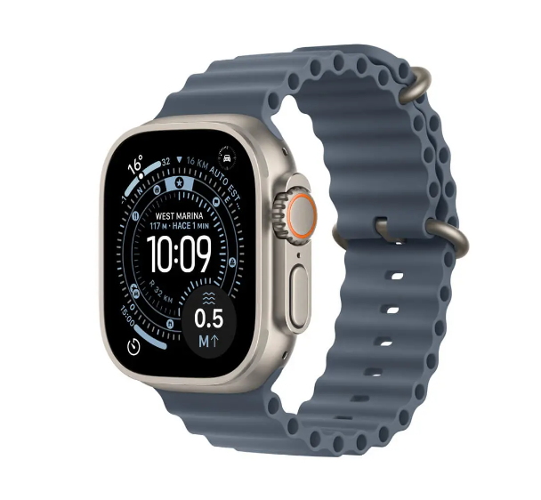 Apple Watch Ultra 3 GPS + Cellular, Caja de 49 mm Titanio Color Natural, Correa Deportiva Color Azul