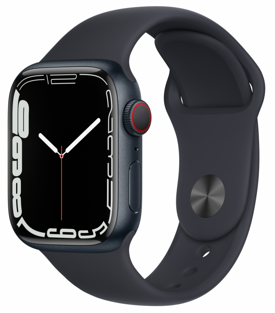 Apple Watch Series 7 GPS + Cellular, Caja de Aluminio Color Azul Medianoche de 41mm, Correa Deportiva Azul Medianoche