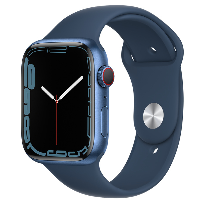 Apple Watch Series 7 GPS + Cellular, Caja de Aluminio Color Azul de 45mm, Correa Deportiva Azul