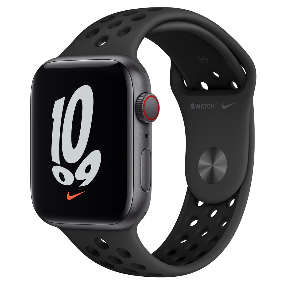 Apple Watch Nike SE GPS + Cellular, Caja de Aluminio de 44mm, Correa Deportiva M/L Color Negro