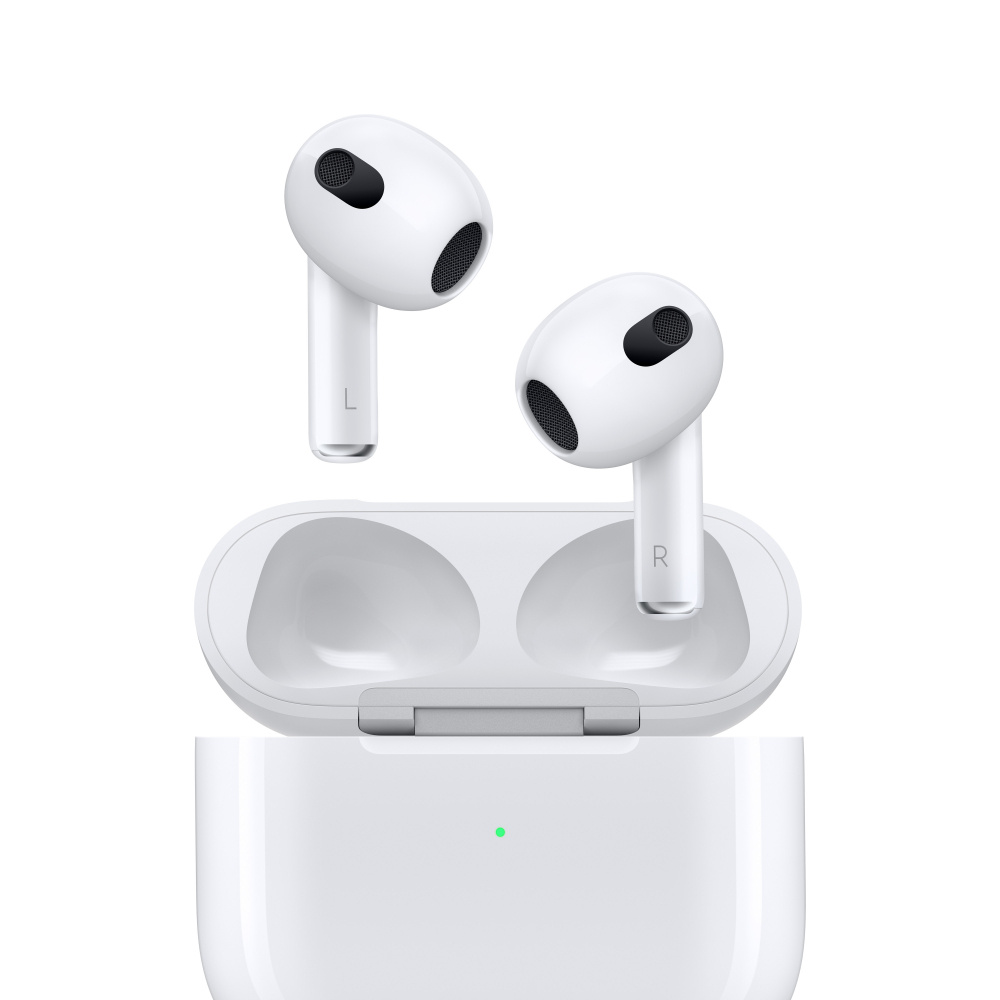 Apple AirPods ( 3ra. Generación ), Inalámbrico, Bluetooth, Lightning, Blanco - Incluye Estuche de Carga Alámbrico