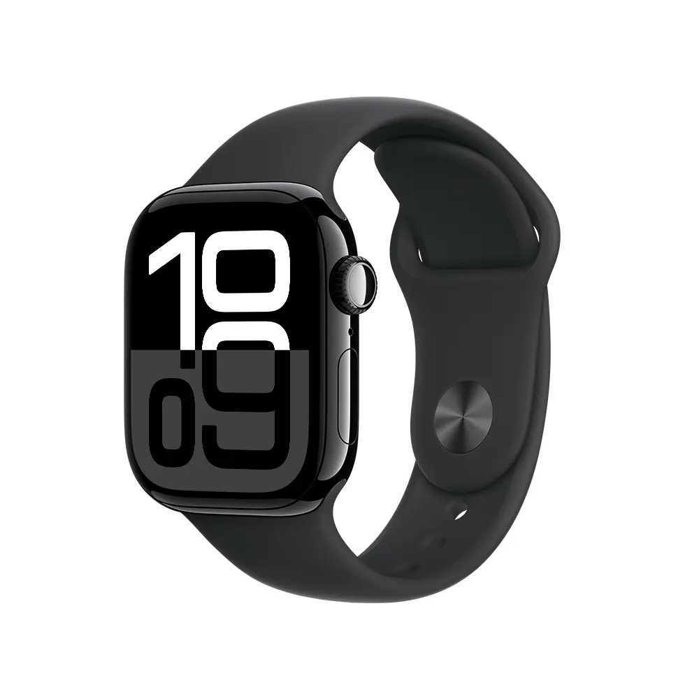 Apple Watch Series 10 GPS, Caja de 42 mm Aluminio Color Negro, Correa Deportiva S/M Color Negro